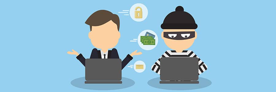 Hacker taking data from a business person