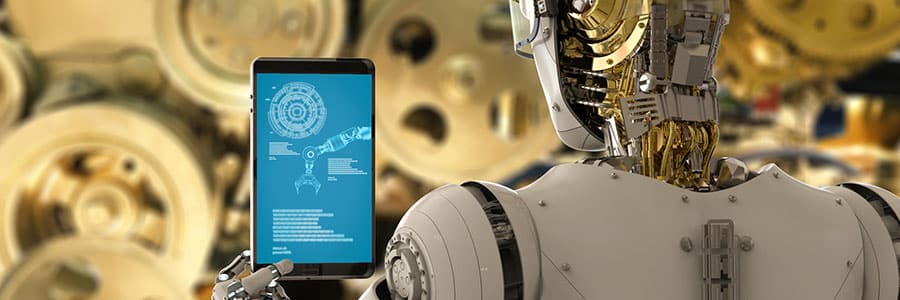Robot holding a tablet