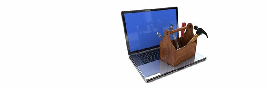 Tool box sitting on laptop