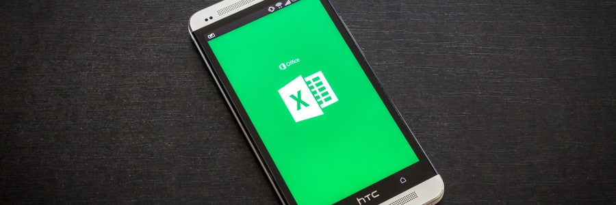Microsoft excel opened on a smartphone