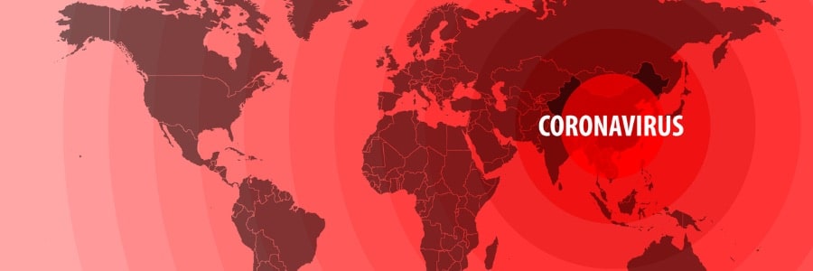 world map with coronavirus