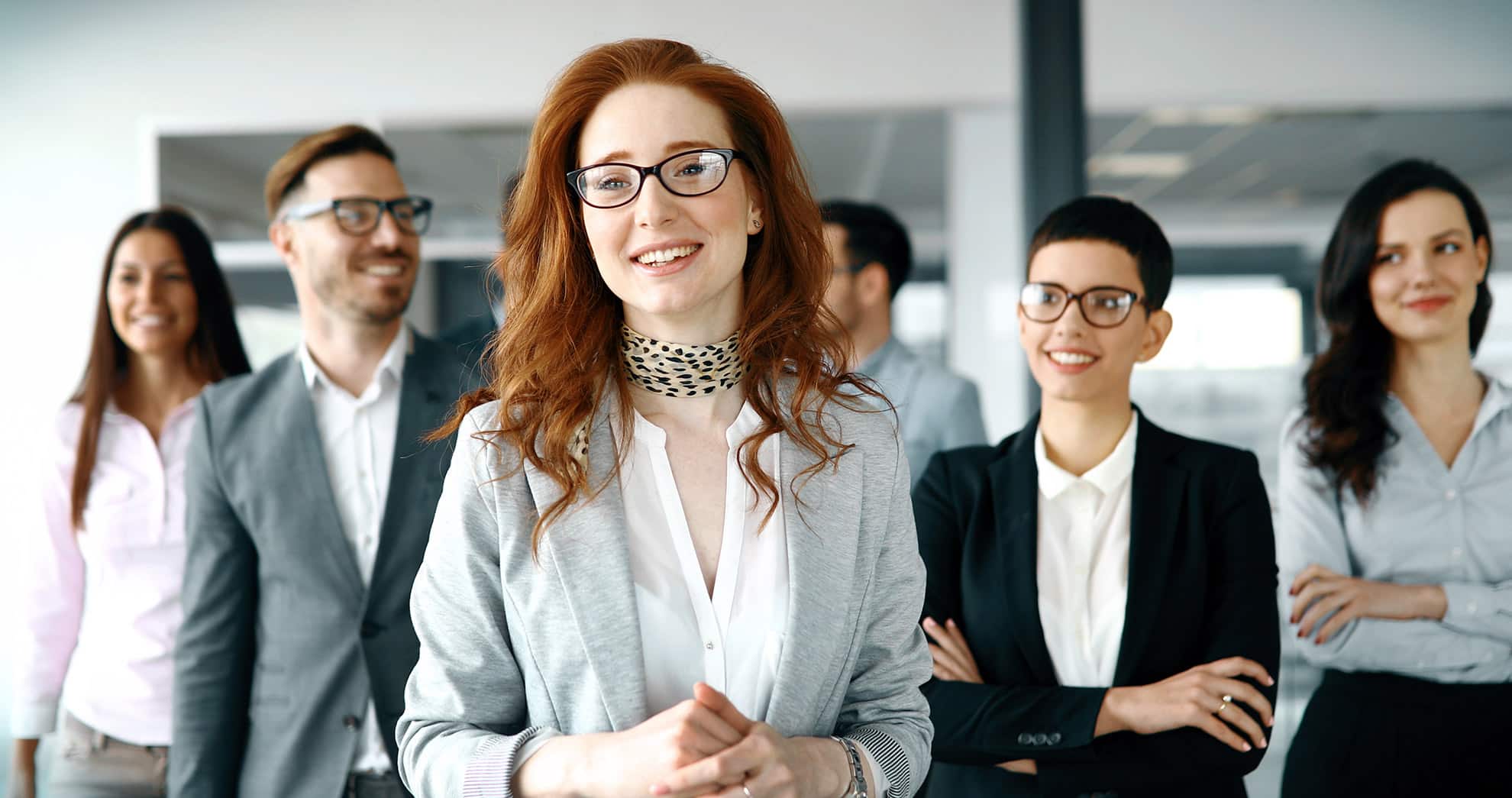 Woman working in a business office setting