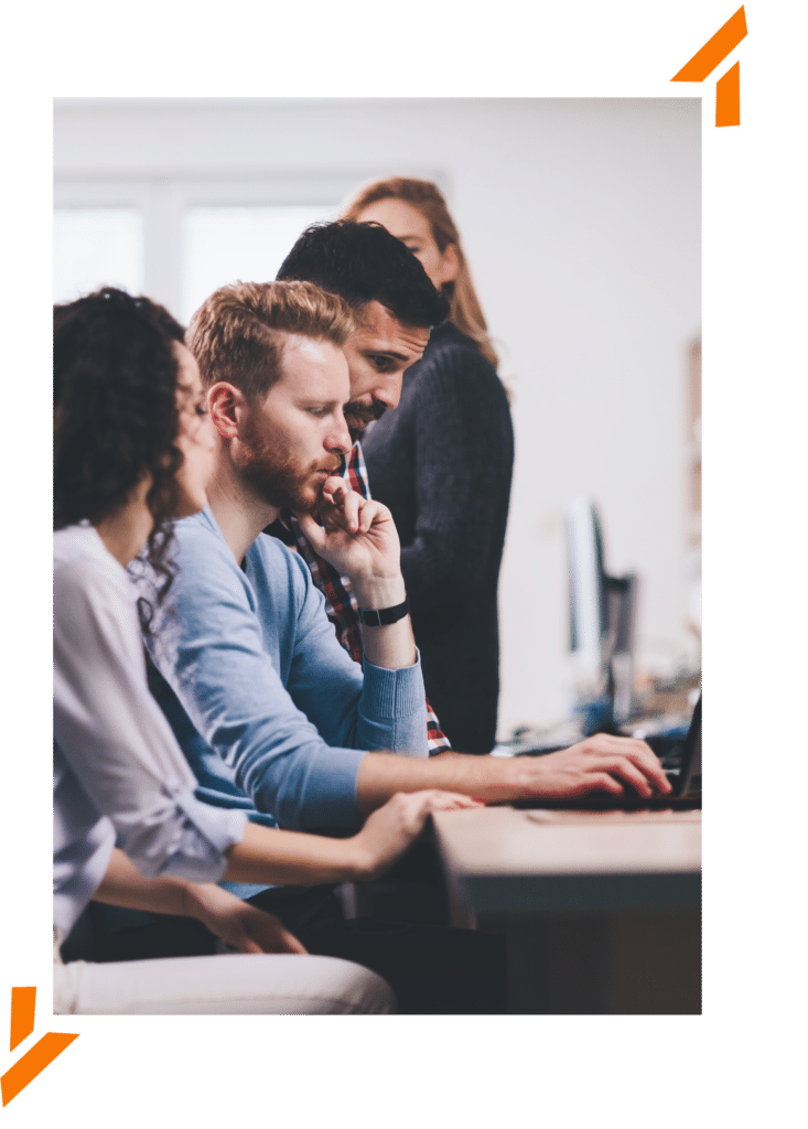 IT expert thinking intently about a project