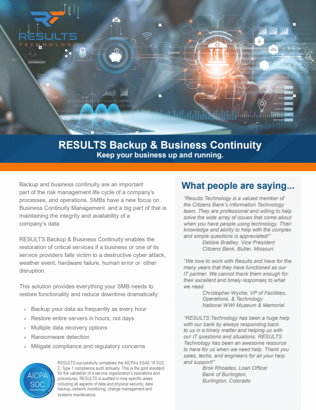 Results backup & business continuity paper