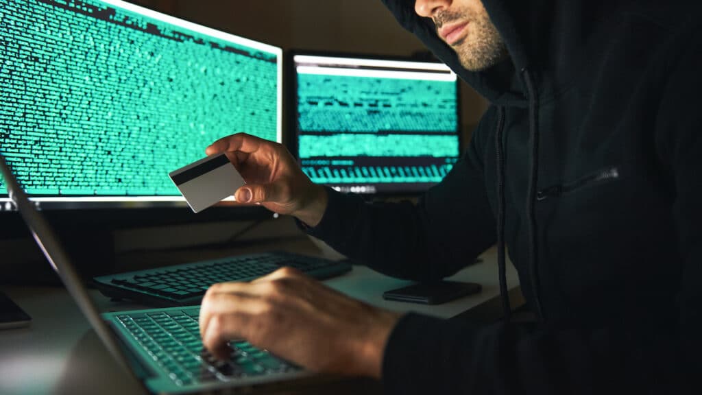 hacker steals money from bank card