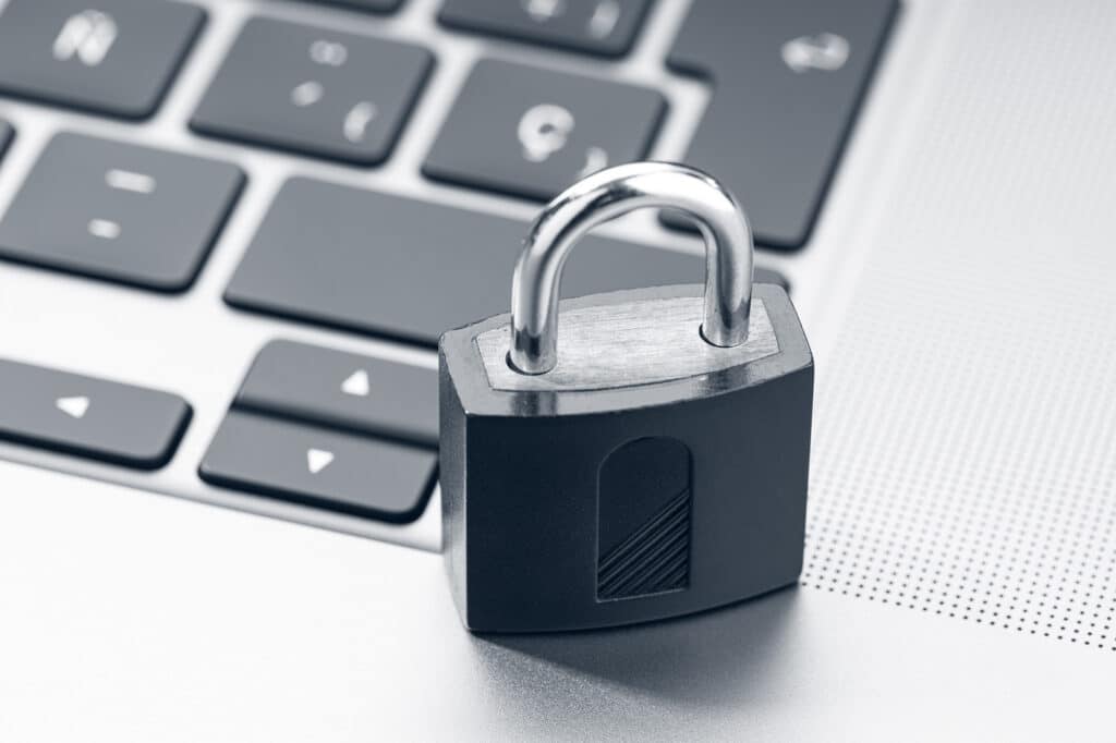 Lock sitting on a laptop