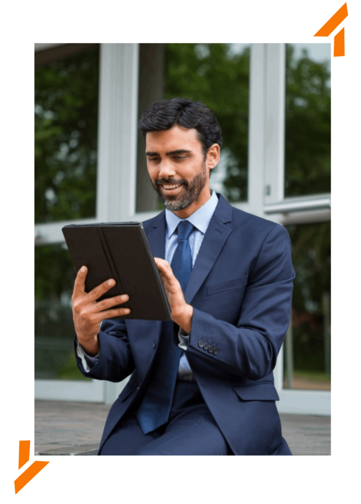 IT specialist working on a tablet