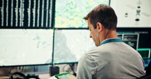 man reviewing network security monitoring